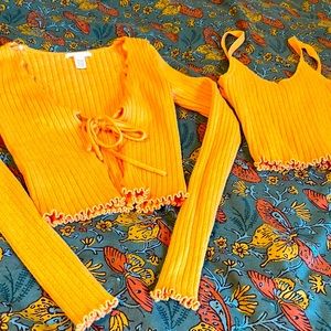 Tillys Neon orange cami and sweater set, EUC size small